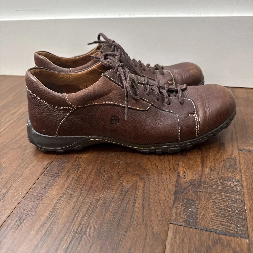 Born Leather Oxford Loafer Lace Up Shoes Men's 12 Brown Comfort Casual Workwear
